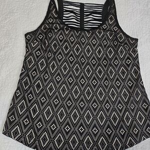 Maurices Black Lace Overlay Tank with Ivory Underlay